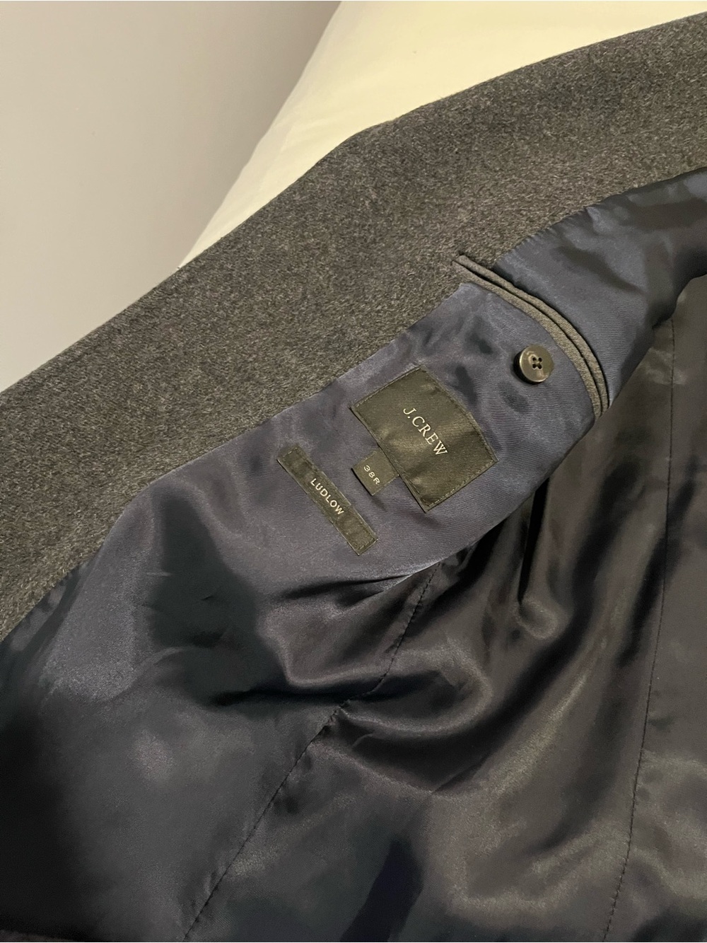J. Crew Gray Wool-Blend Coat with Navy Lining - Picture 2 of 5